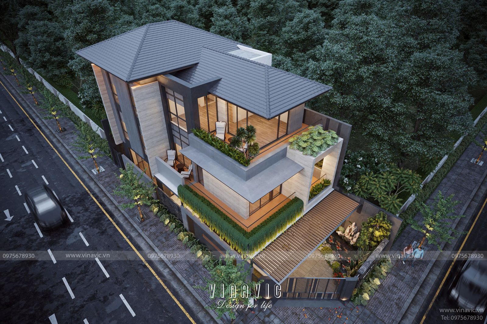 Biệt thự hiện đại 3 tầng 150m² (9x17m) 2 mặt tiền đẳng cấp BT2401