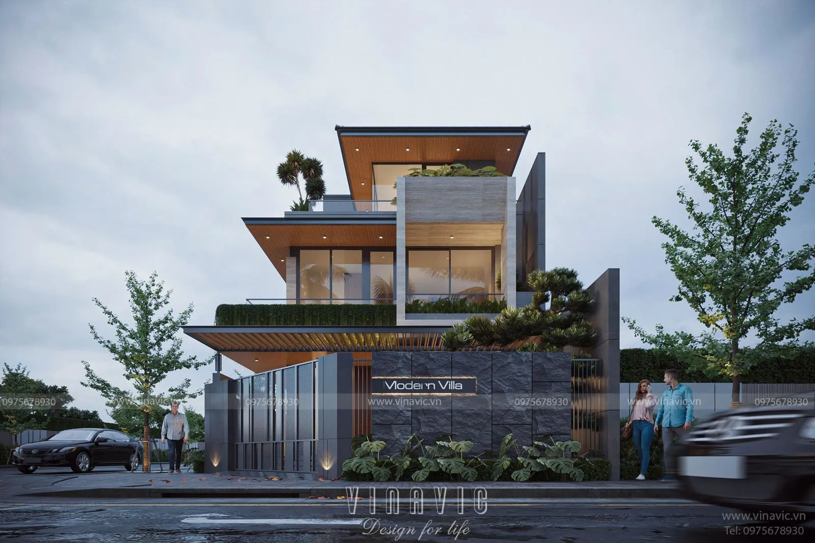 Thiết kế nhà 80m2 2 tầng 1 tum phong cách tối giản