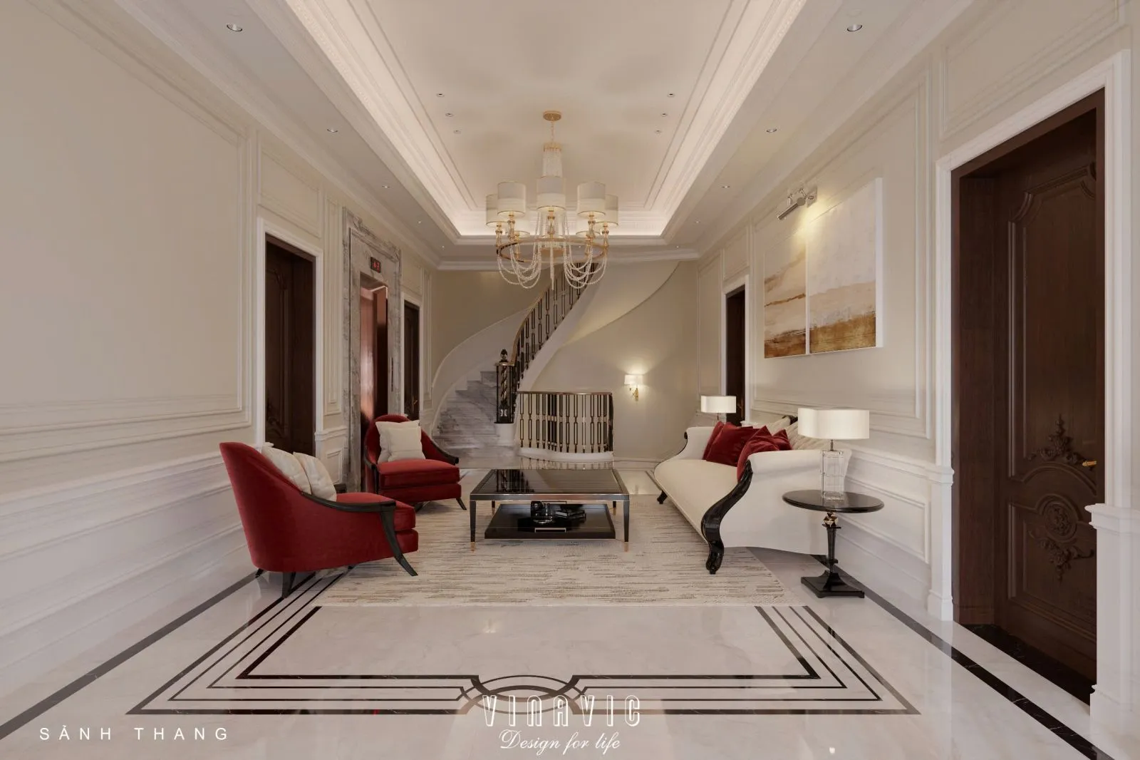 Nội thất tân cổ điển biệt thự An Vượng – Thanh lịch và trường tồn
