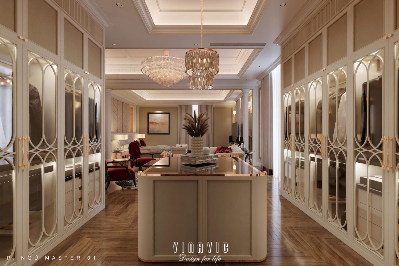 Thiết kế nội thất phòng ngủ đẹp phong cách tân cổ điển tinh tế NT2338