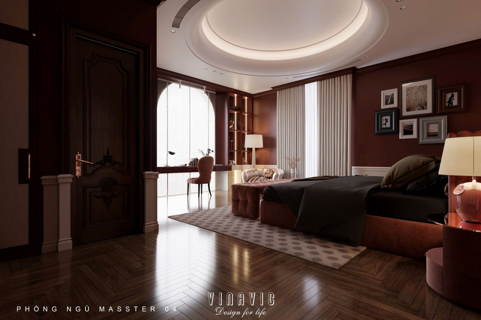 Sự phối màu tinh tế tạo chiều sâu và cảm xúc cho căn phòng ngủ master NT2339
