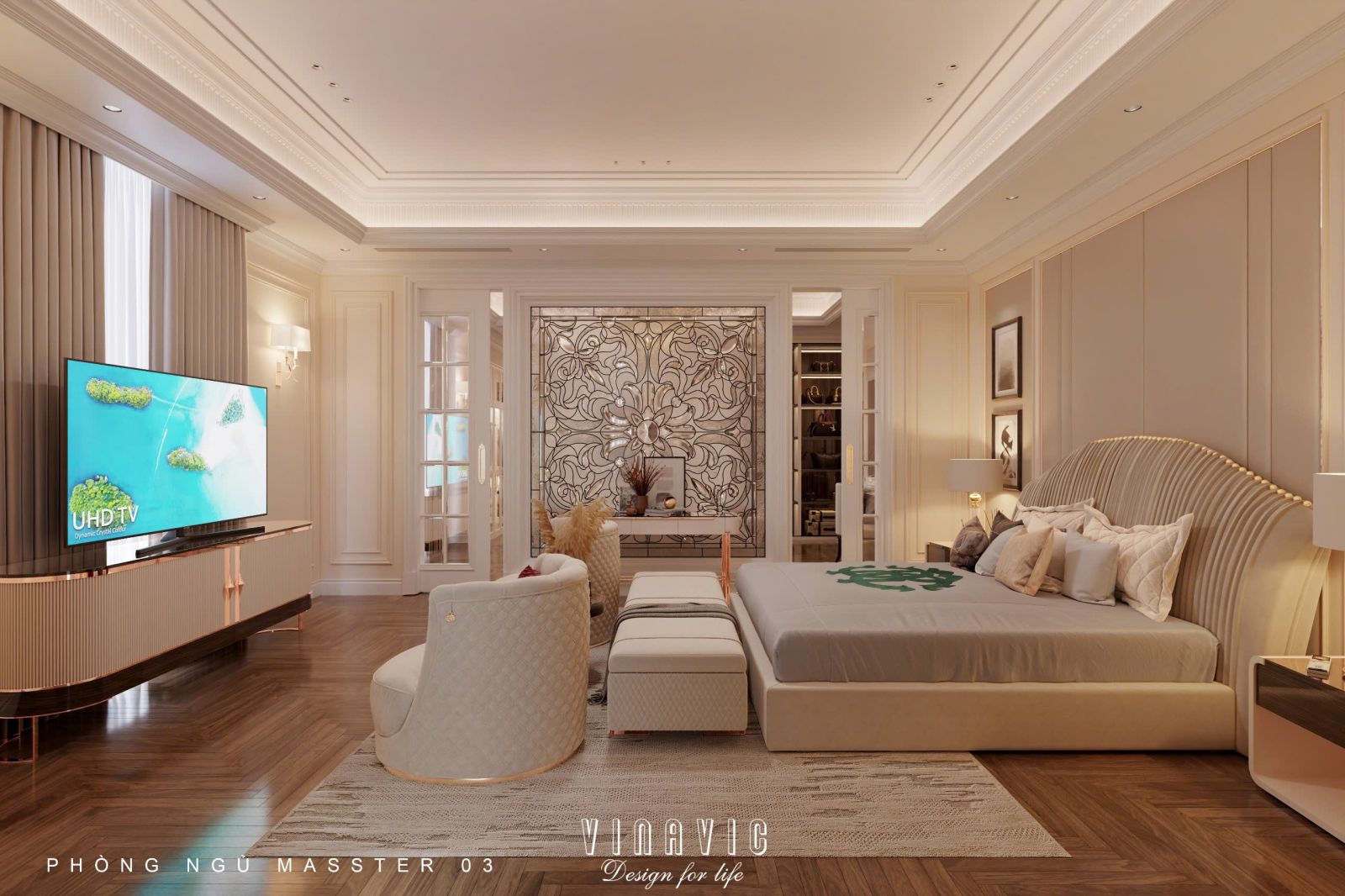 Mẫu nội thất phòng ngủ sang trọng phong cách Neo Classic NT2340