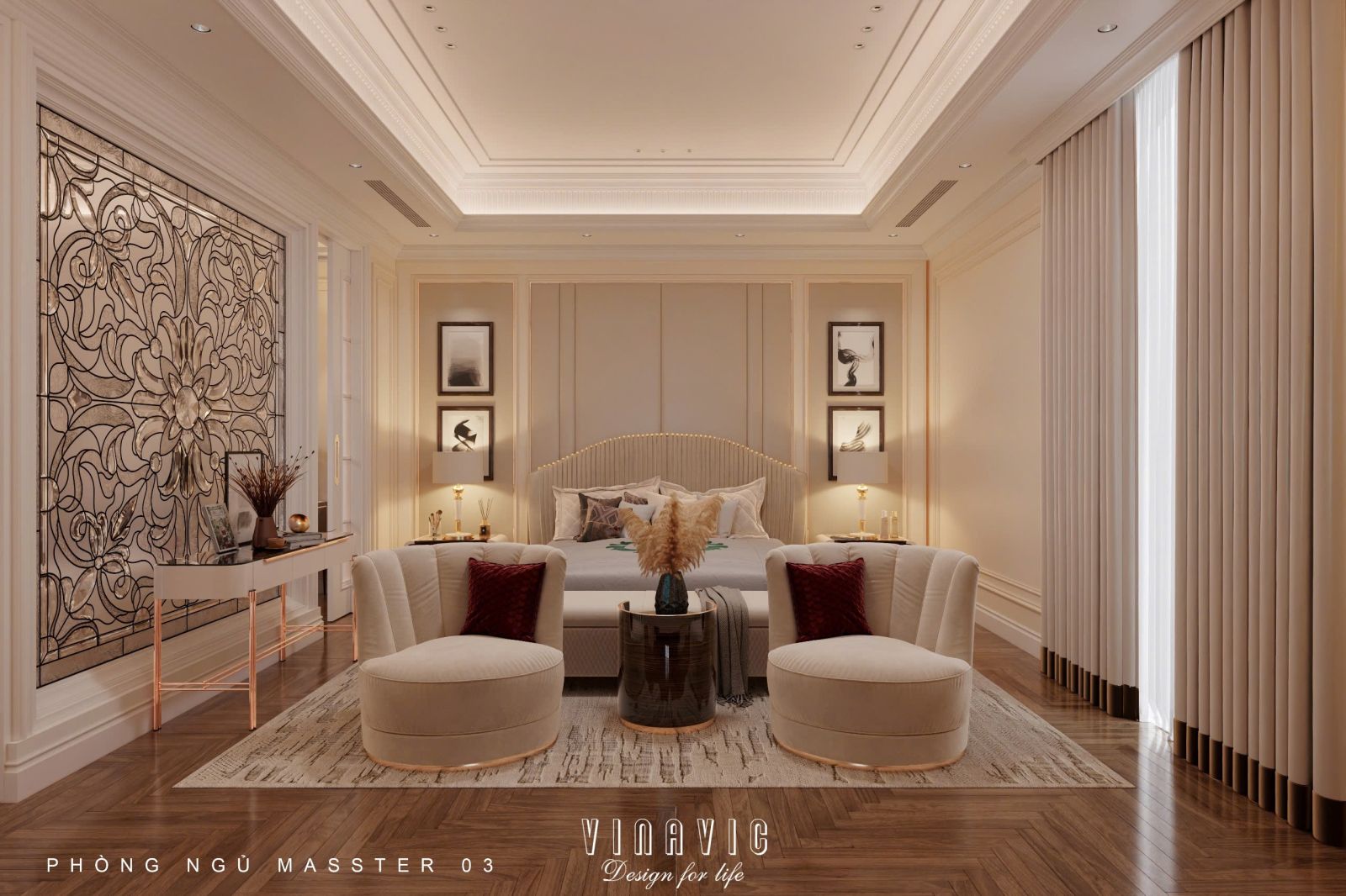 Mẫu nội thất phòng ngủ sang trọng phong cách Neo Classic NT2340