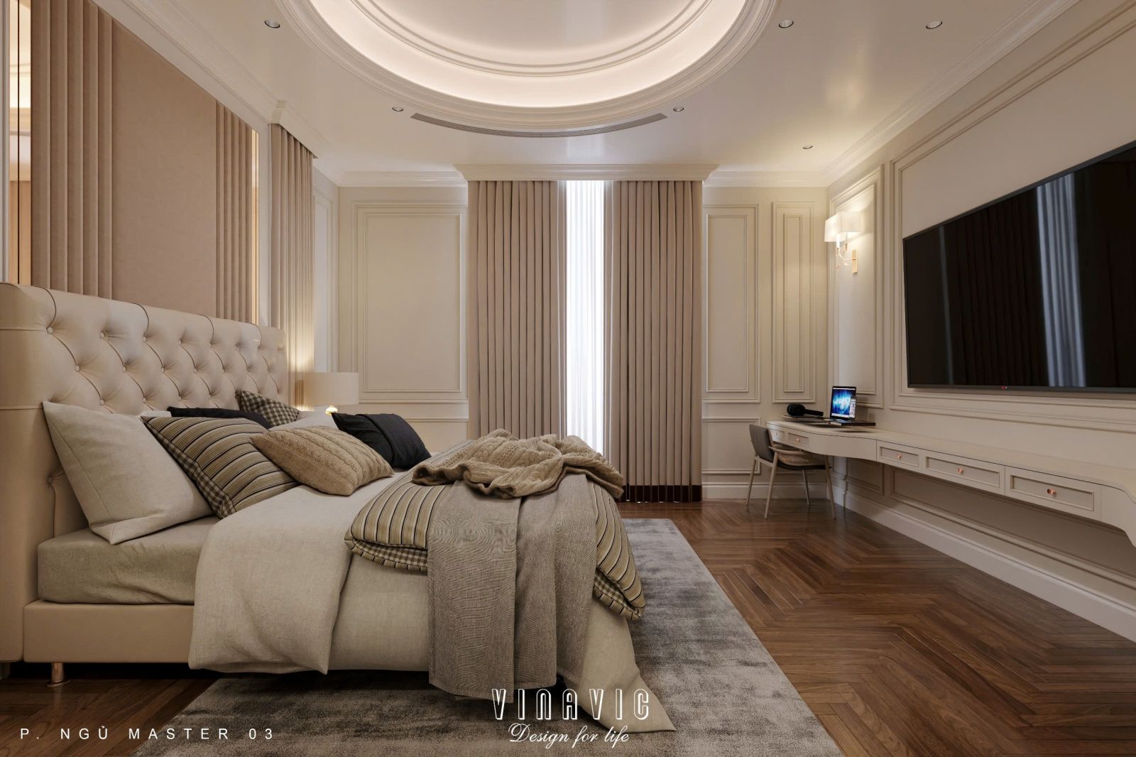 Mẫu nội thất phòng ngủ sang trọng phong cách Neo Classic NT2340