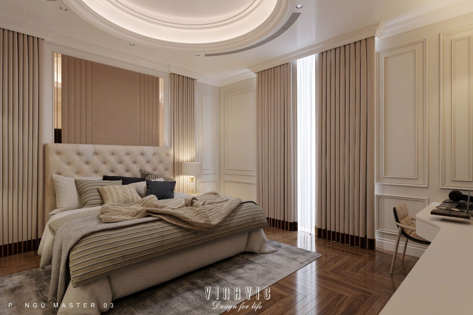 Mẫu nội thất phòng ngủ sang trọng phong cách Neo Classic NT2340