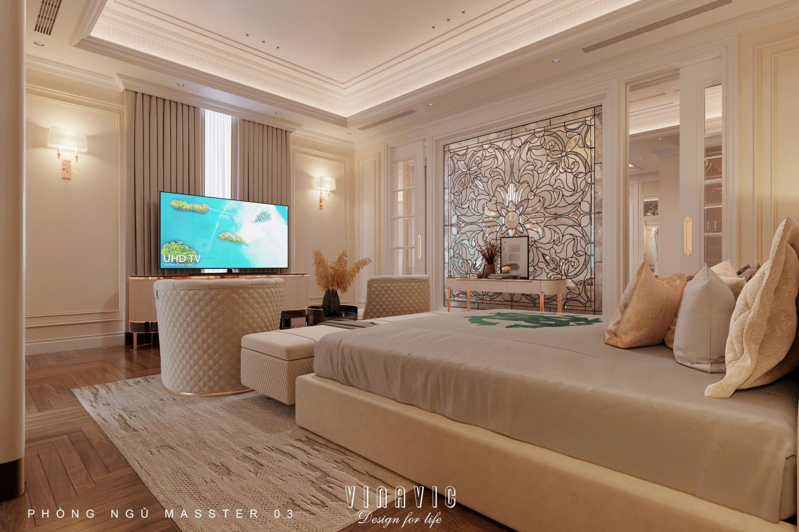 Mẫu nội thất phòng ngủ sang trọng phong cách Neo Classic NT2340