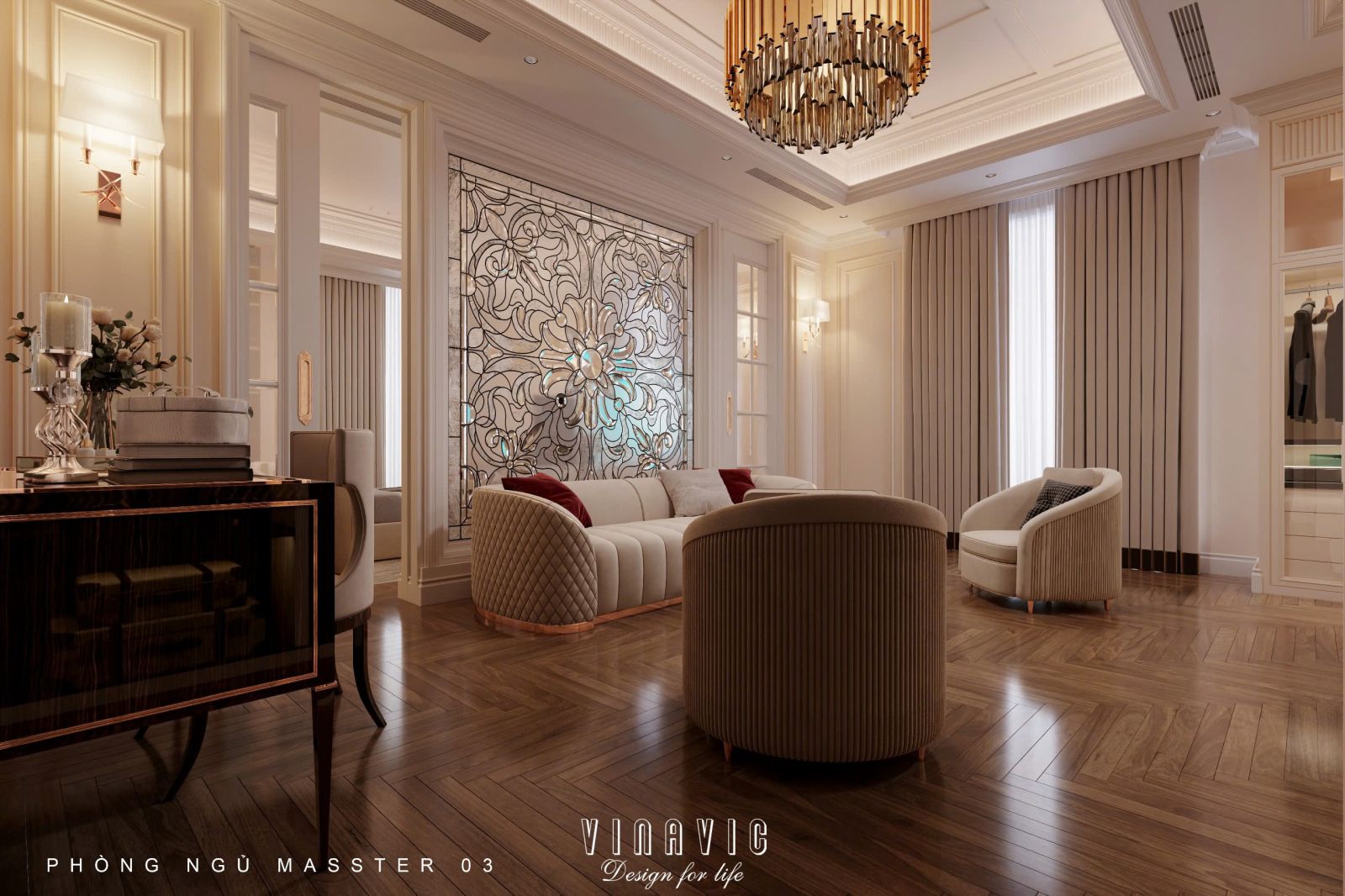 Mẫu nội thất phòng ngủ sang trọng phong cách Neo Classic NT2340