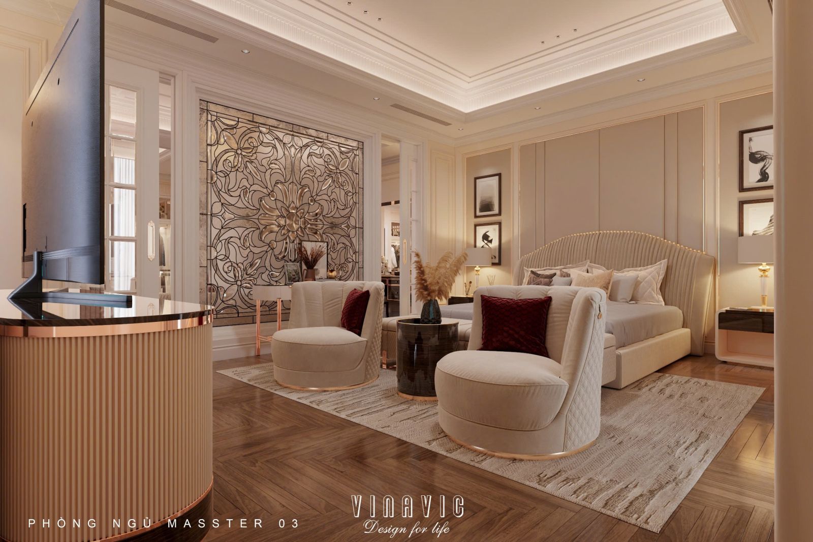 Mẫu nội thất phòng ngủ sang trọng phong cách Neo Classic NT2340