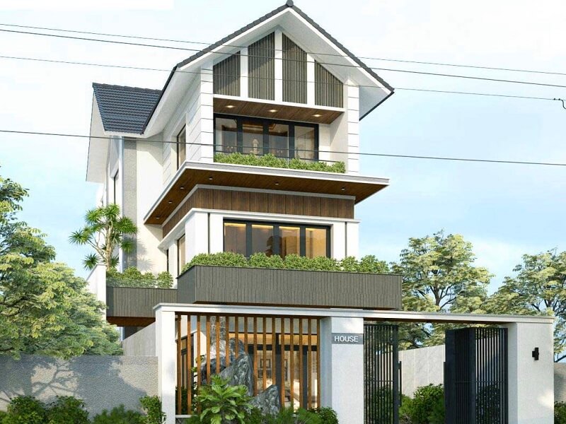 Mẫu nhà bằng gạch bê tông nhẹ mái Thái