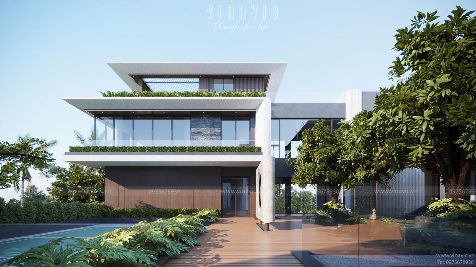 Thiết kế biệt thự hiện đại 3 tầng 1400m² Hien Modern Villa (29x48m) BT2402