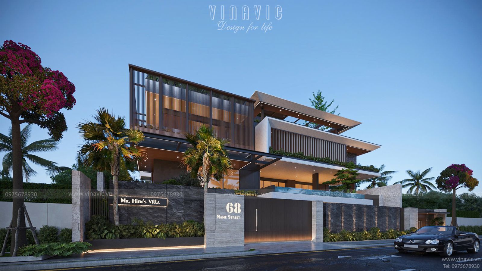 Thiết kế biệt thự hiện đại 3 tầng 1400m² Hien Modern Villa (29x48m) BT2402