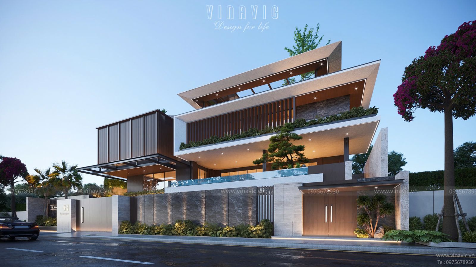Thiết kế biệt thự hiện đại 3 tầng 1400m² Hien Modern Villa (29x48m) BT2402