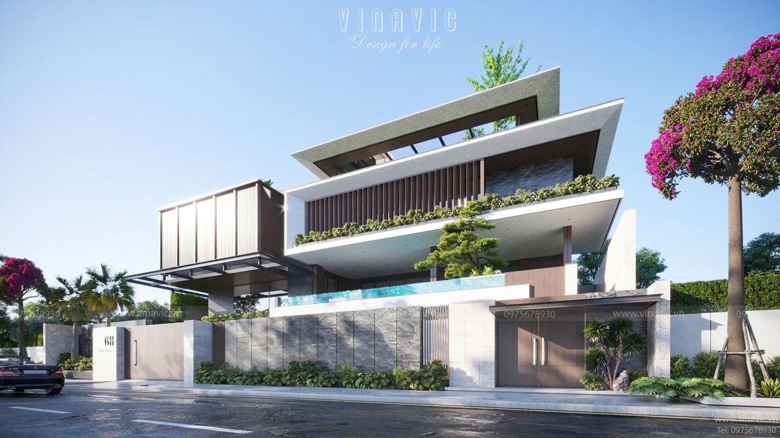 Thiết kế biệt thự hiện đại 3 tầng 1400m² Hien Modern Villa (29x48m) BT2402