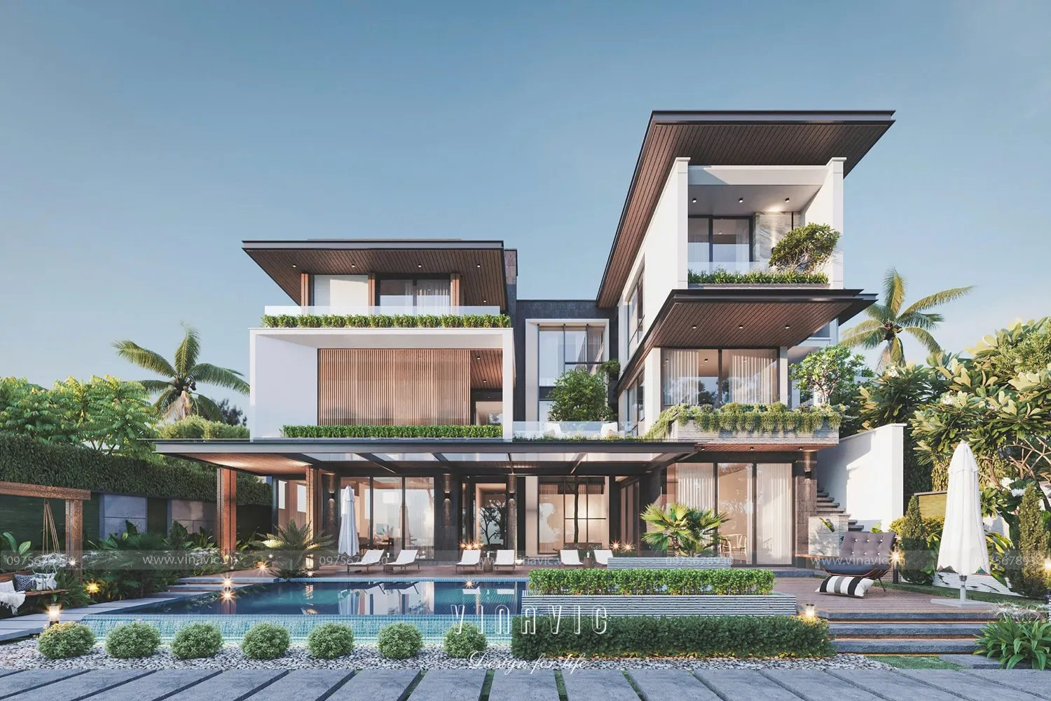 Khuôn viên biệt thự 200m2 xanh mát, thư giãn