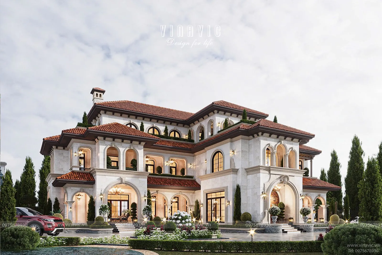 Mẫu biệt thự 200m2 mái Nhật sang trọng phong cách Địa Trung Hải