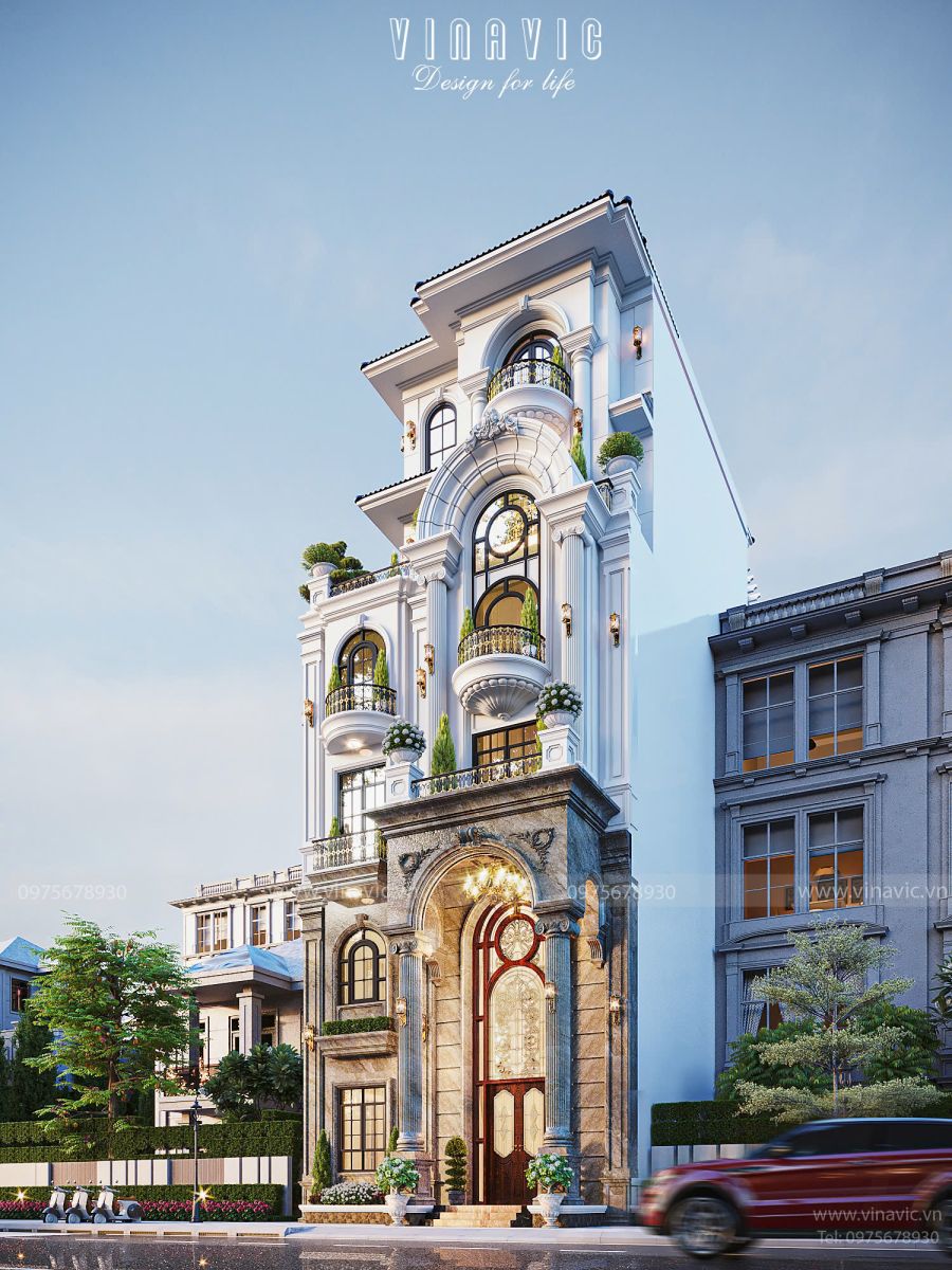 Thiết kế biệt thự 6 tầng tân cổ điển sang trọng 170m2 (9x19m) BT2407