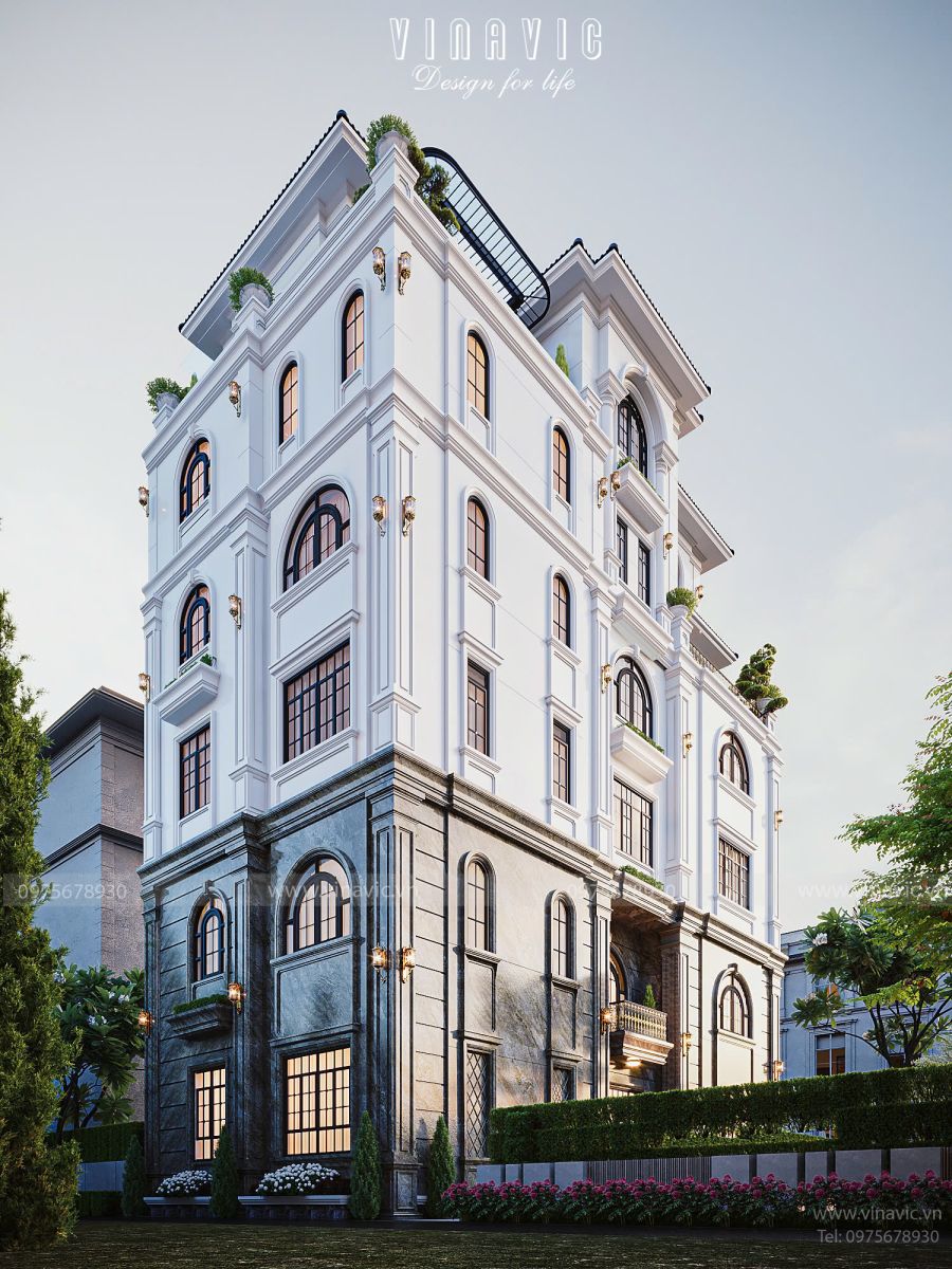Thiết kế biệt thự 6 tầng tân cổ điển sang trọng 170m2 (9x19m) BT2407