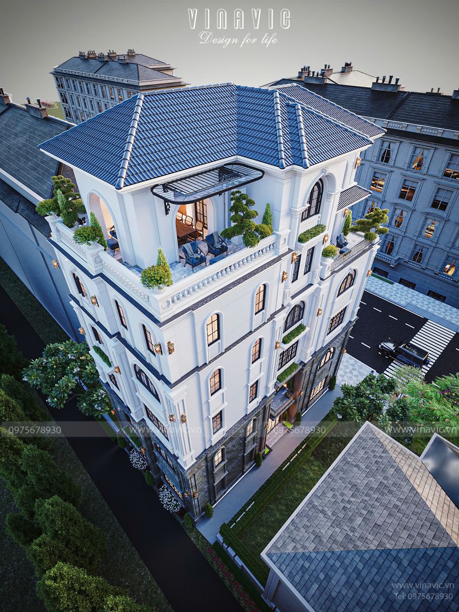 Thiết kế biệt thự 6 tầng tân cổ điển sang trọng 170m2 (9x19m) BT2407