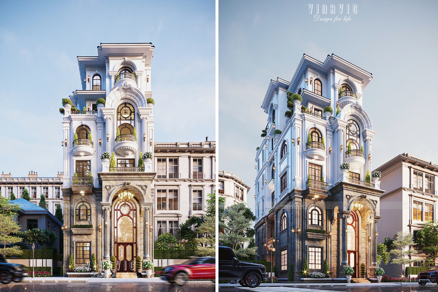 Thiết kế biệt thự 6 tầng tân cổ điển sang trọng 170m2 (9x19m) BT2407