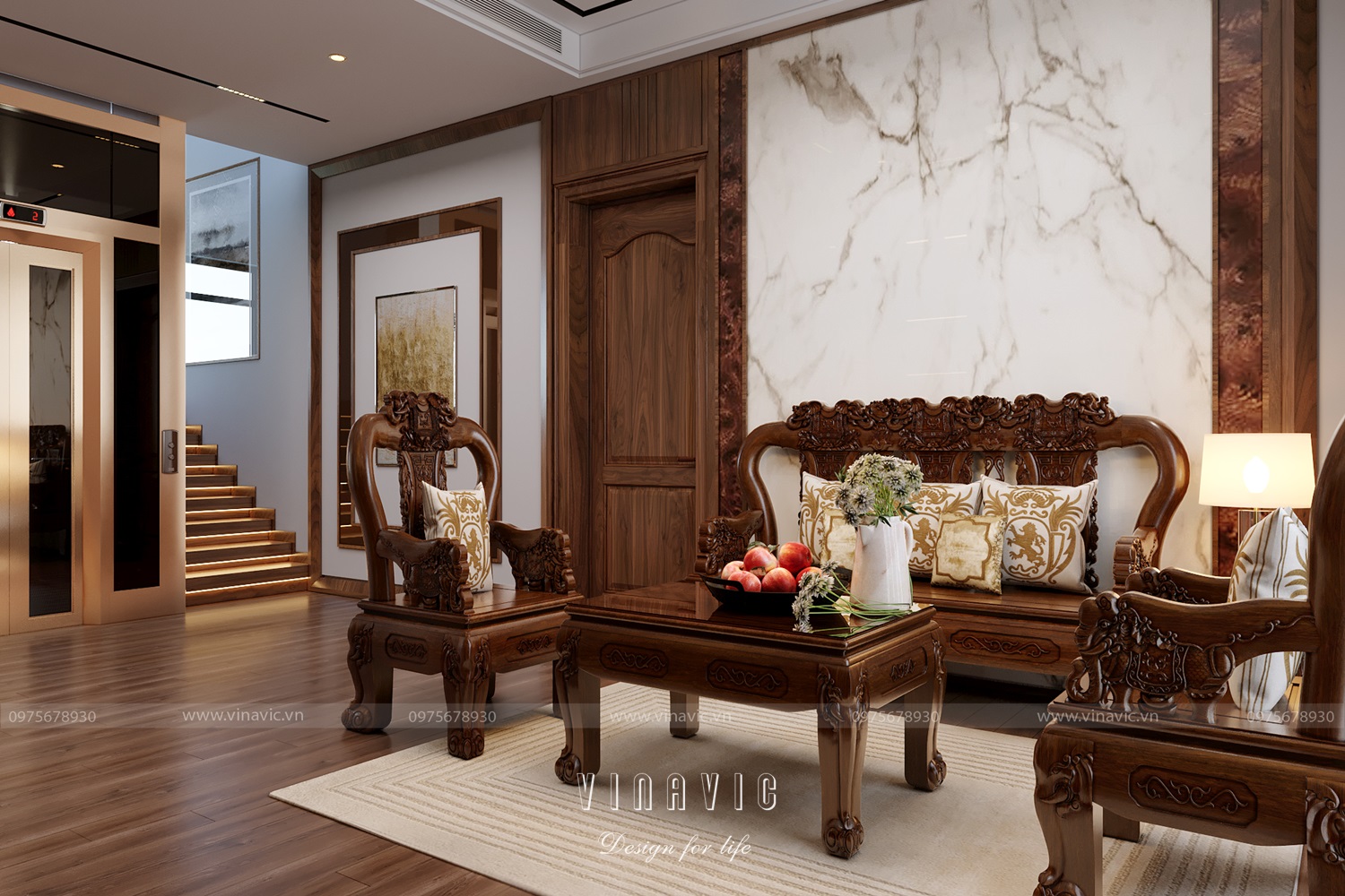 Thiết kế nội thất biệt thự 4 tầng 300m2 CĐT Mr Khánh - Vĩnh Phúc NT2328