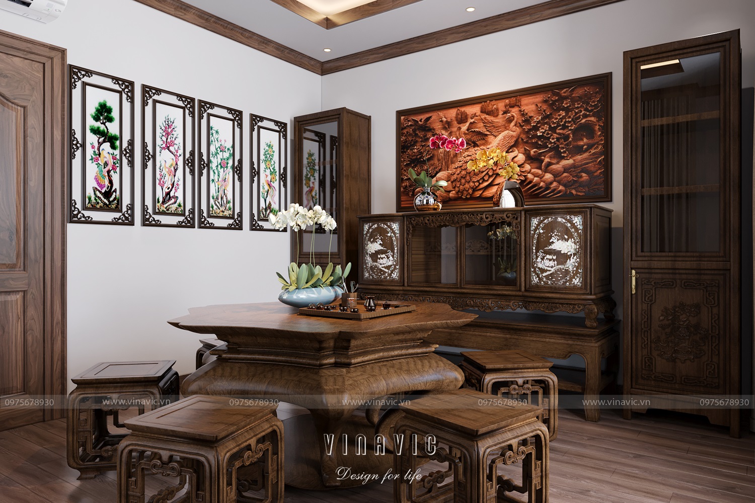 Thiết kế nội thất biệt thự 4 tầng 300m2 CĐT Mr Khánh - Vĩnh Phúc NT2328