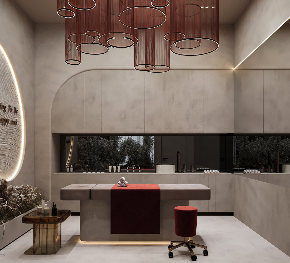 Spa thiên nhiên với nội thất gỗ mộc và ánh sáng dịu