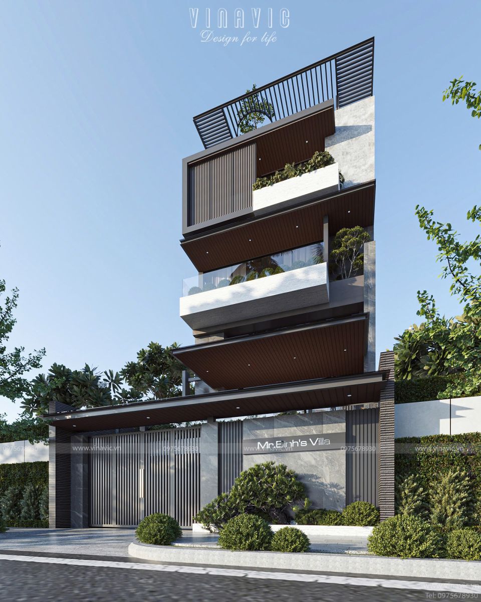 Mẫu biệt thự hiện đại đương đại 6 tầng diện tích 168m2 BT2411 thiết kế sang trọng