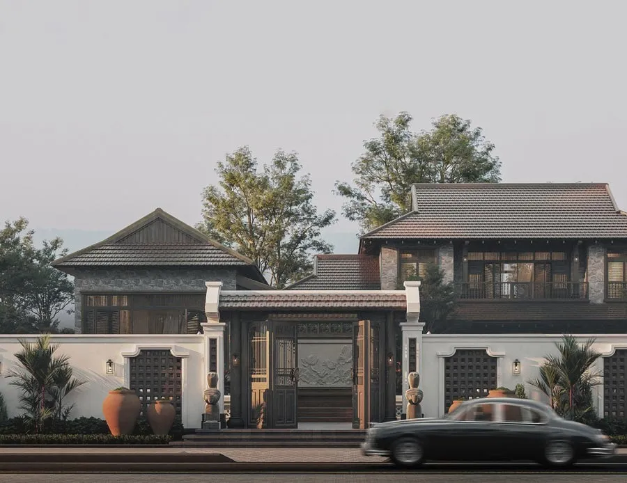 Thiết kế biệt thự 2 tầng kiểu Trung Quốc hiện đại tiện nghi