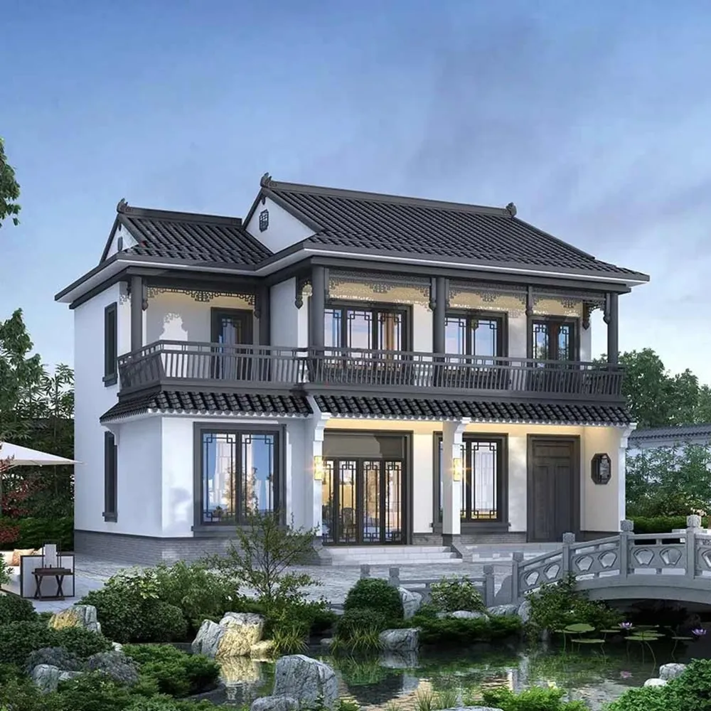 Hình ảnh tổng quan nhà kiểu Trung Quốc hiện đại với không gian kiến trúc sang trọng