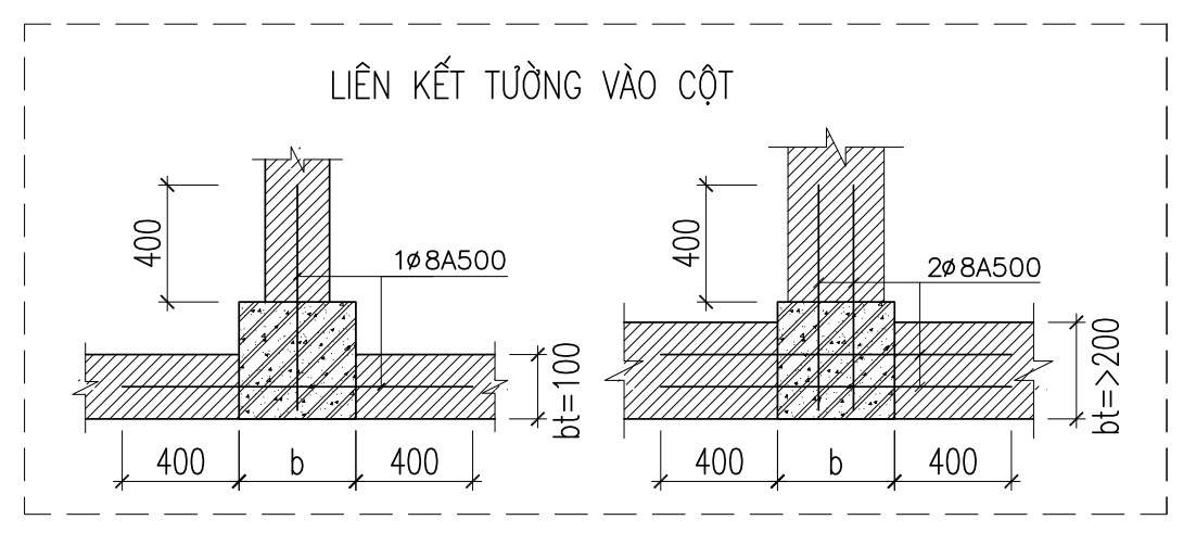 Liên kết tường vào cột