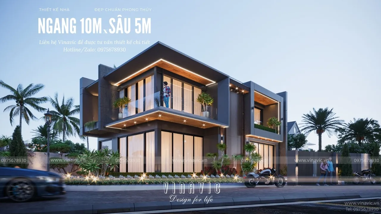 Thiết kế nhà ngang 10m sâu 5m thế nào để tối ưu công năng và chi phí?