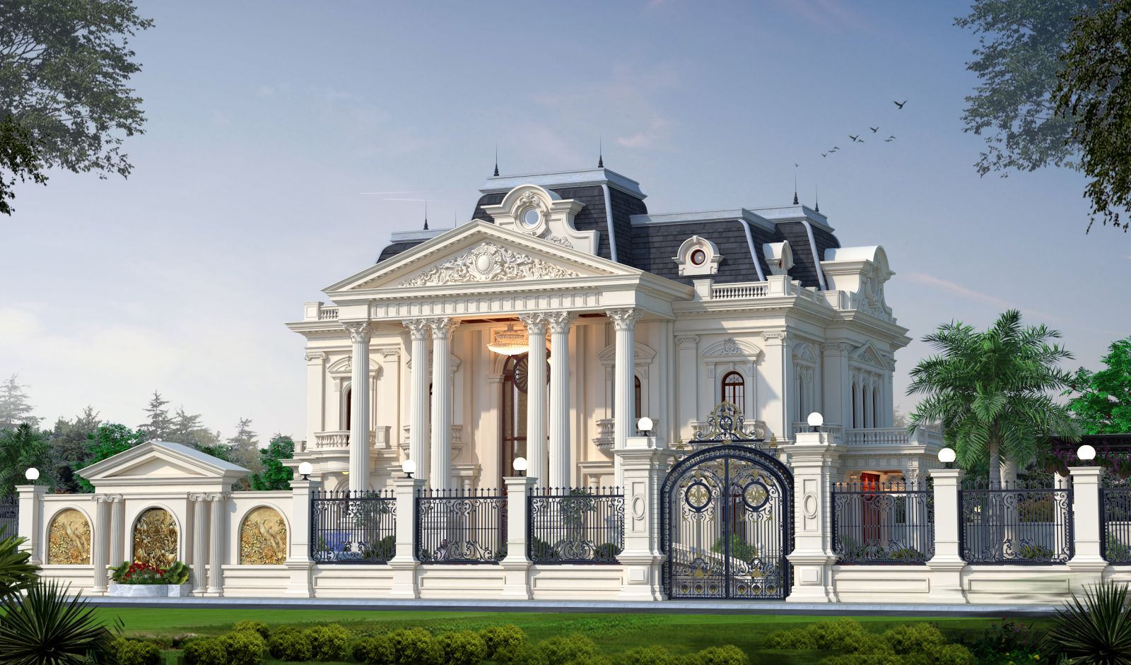 Thiết kế biệt thự lâu đài mái Mansard