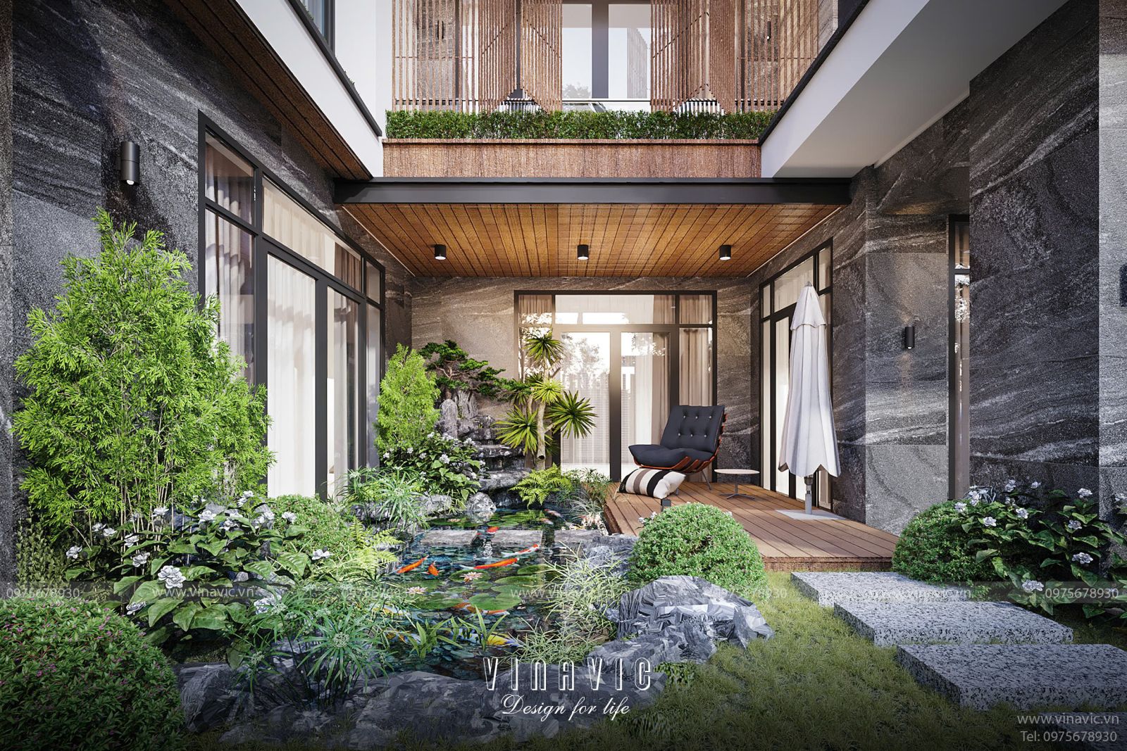 Tiểu cảnh sân vườn đơn giản mà sang trọng