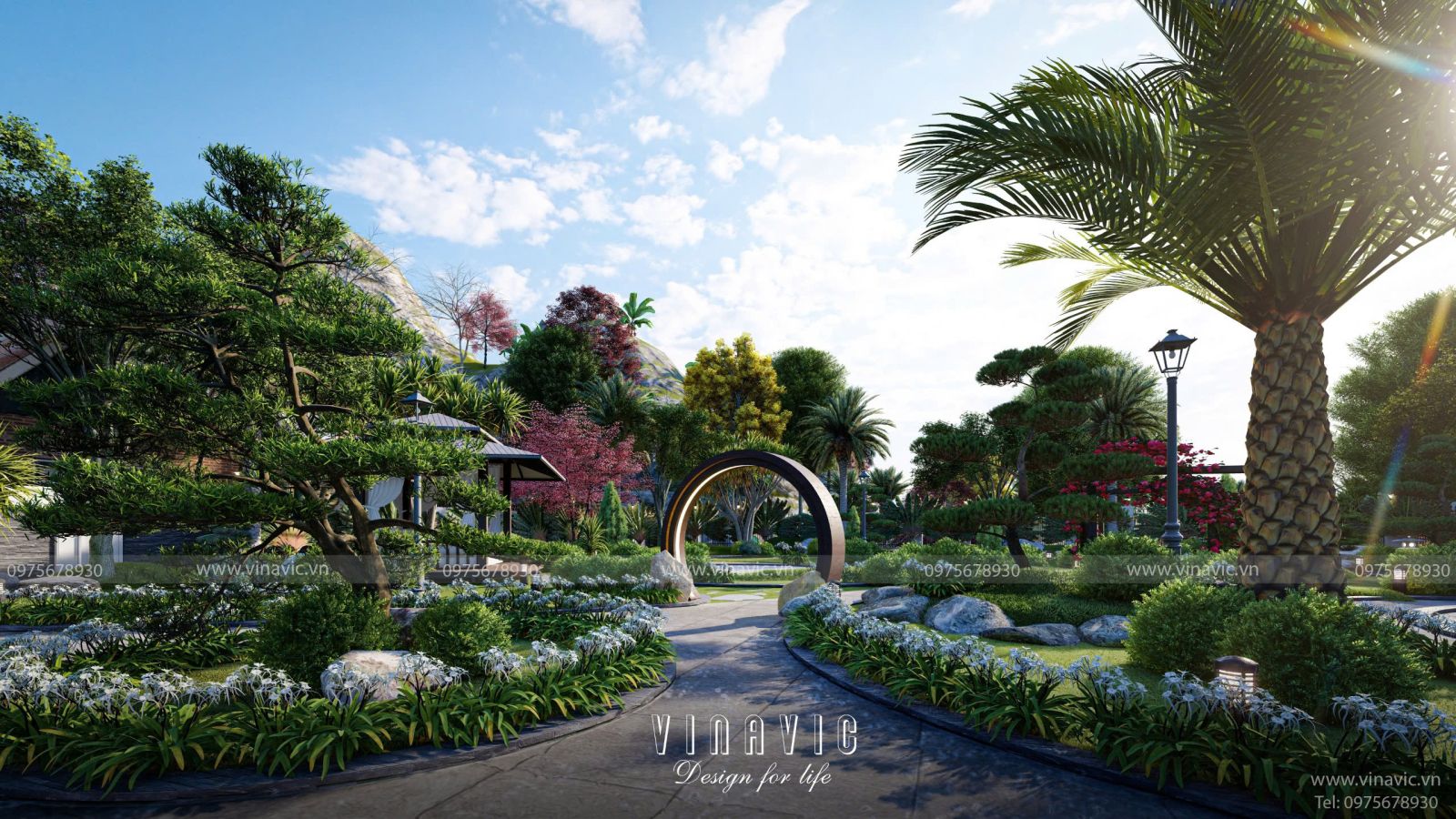 Sân vườn chan hòa thiên nhiên cùng tiểu cảnh độc đáo