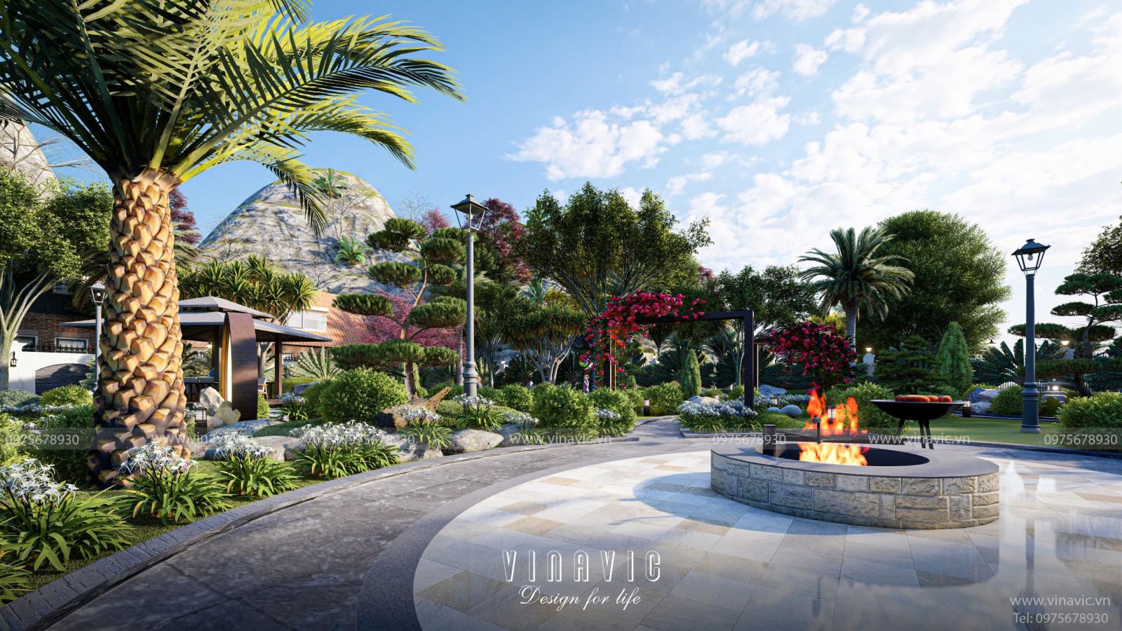 Ý tưởng thiết kế sân vườn biệt thự đẹp TCSV2004