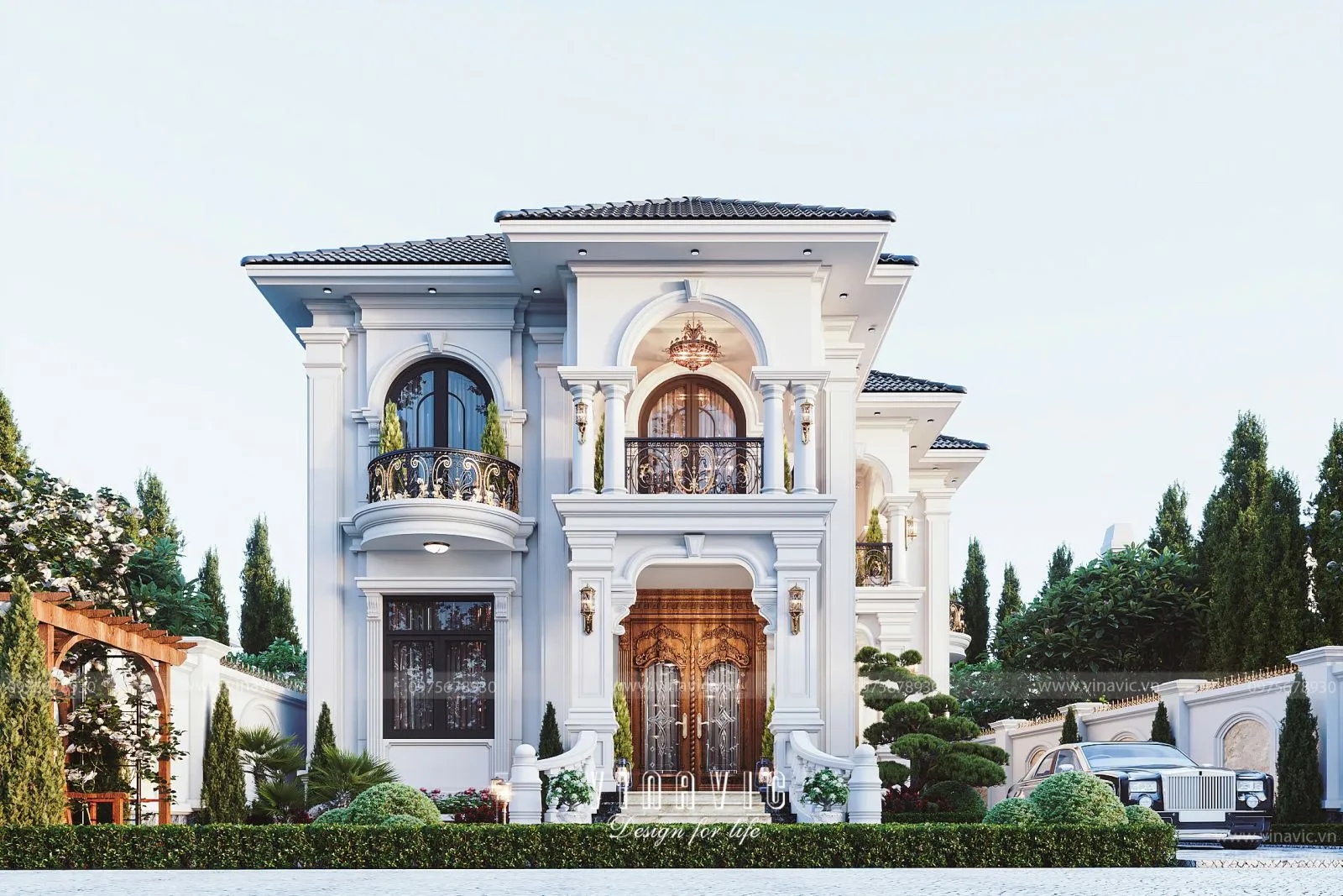 Mẫu biệt thự 2 tầng 300m2 kích thước 14 x 11m 5 phòng ngủ