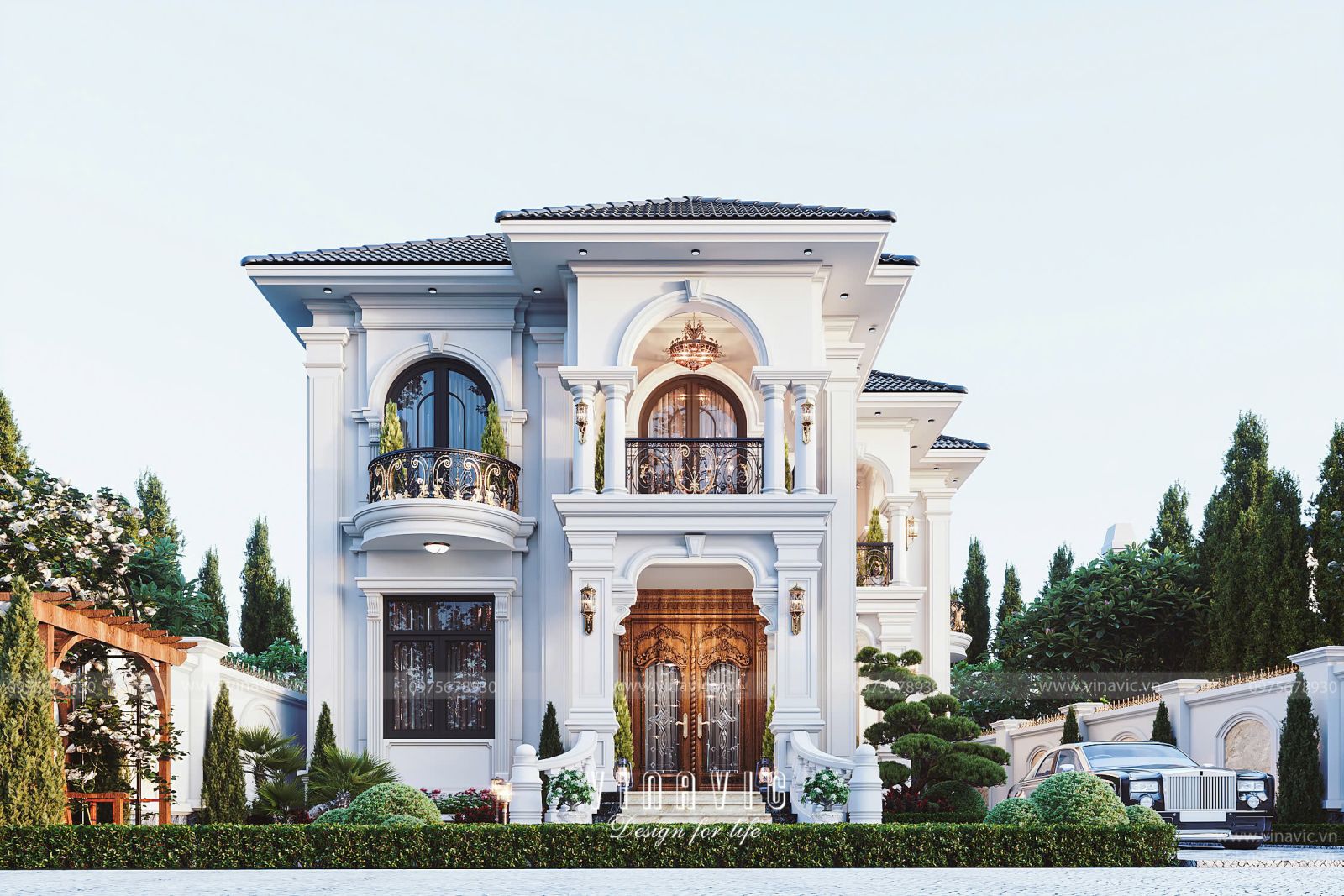 Thiết kế nhà chữ L 2 tầng tân cổ điển tiện nghi, sang trọng