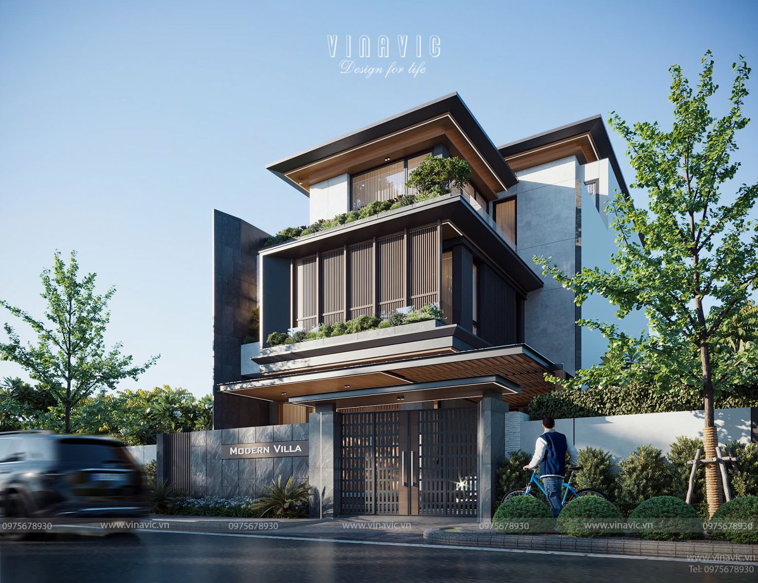 Ý tưởng thiết kế biệt thự 3 tầng 200m2 hiện đại 10x20m BT2414