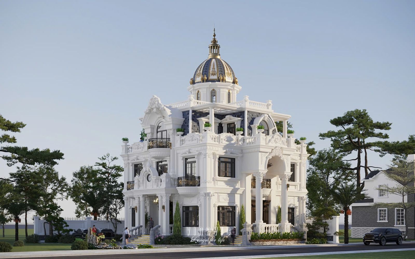 Bố trí mặt bằng công năng biệt thự tân cổ điển Pháp BT2415