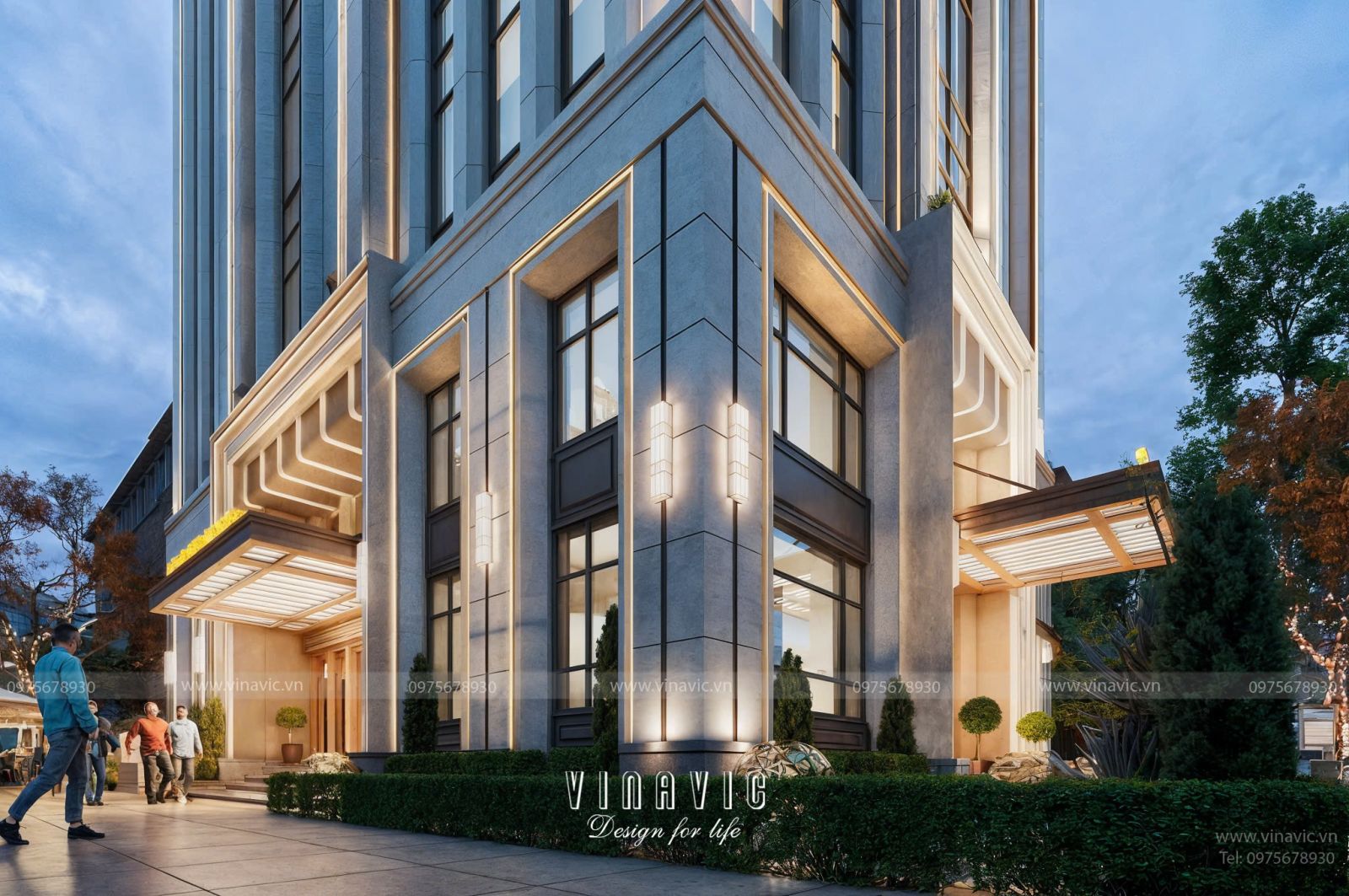 Ý tưởng thiết kế tòa nhà văn phòng kết hợp ở 9 tầng 1 tum DATM2337