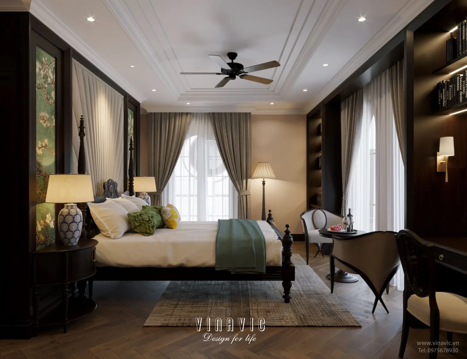 Thiết kế nội thất chung cư 105m² theo công năng 2 phòng ngủ