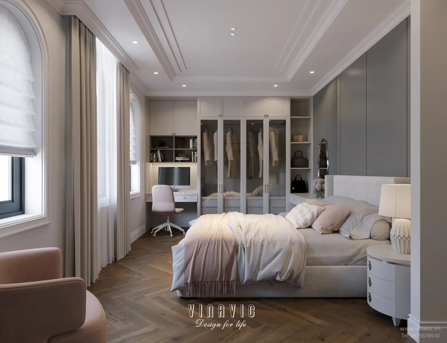 Thiết kế nội thất chung cư 105m² theo công năng 3 phòng ngủ