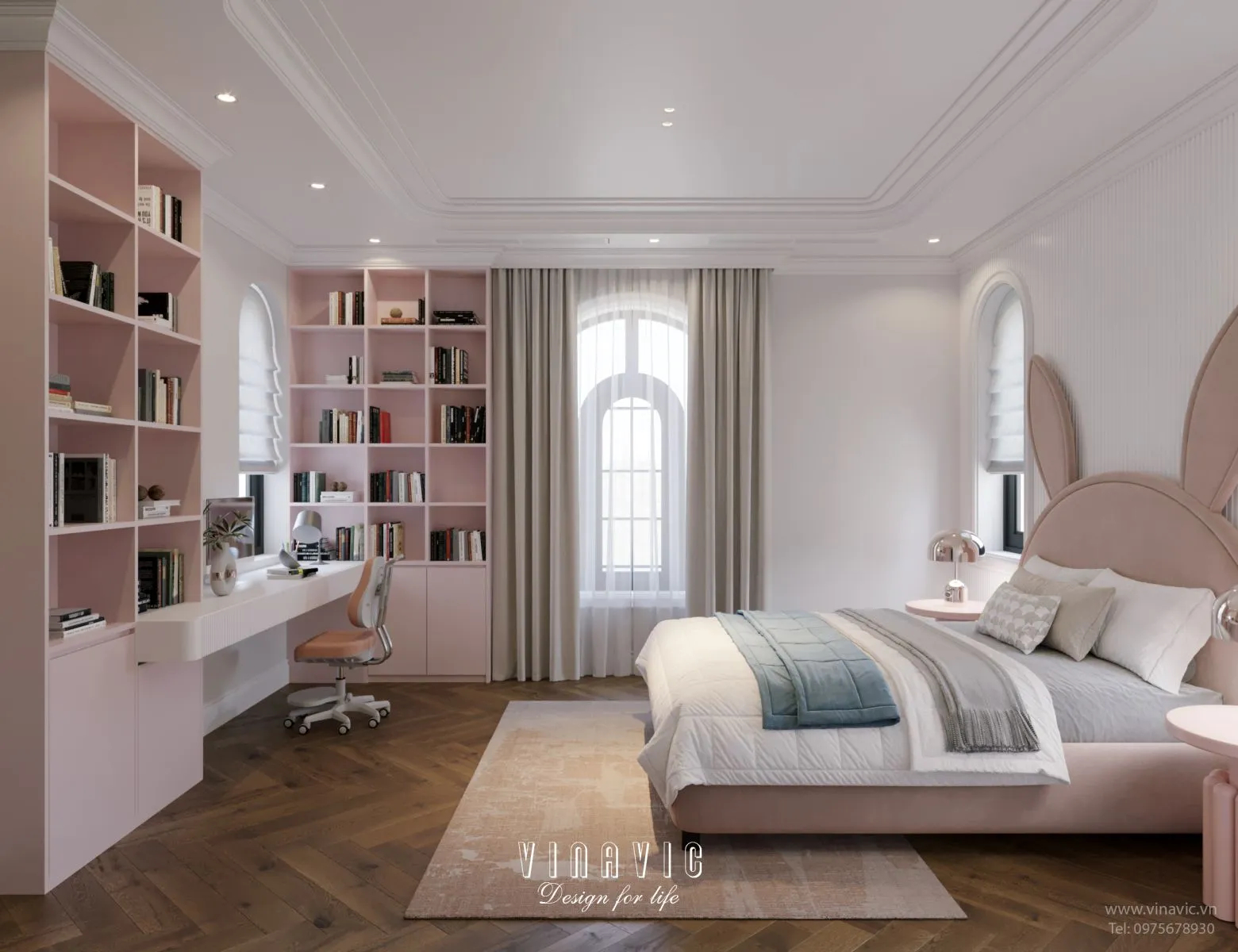 Thiết kế nội thất chung cư 105m² cho bé gái