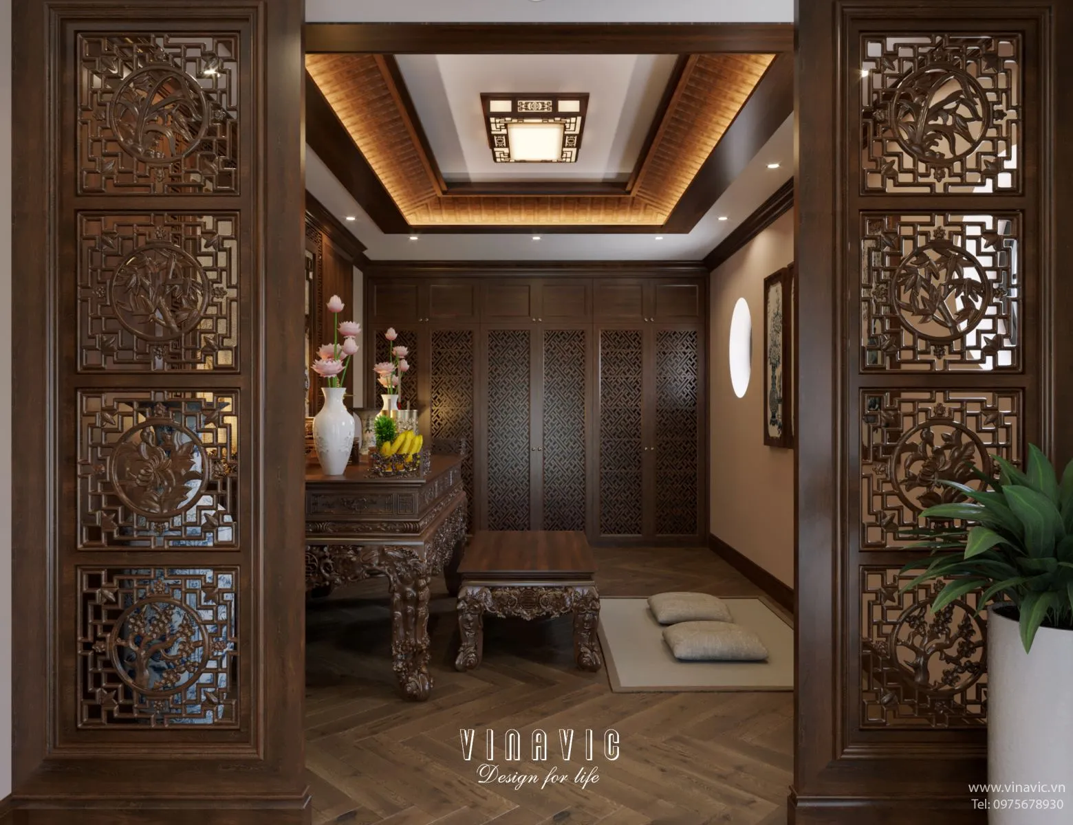 Phong cách indochine hiện đại phòng thờ