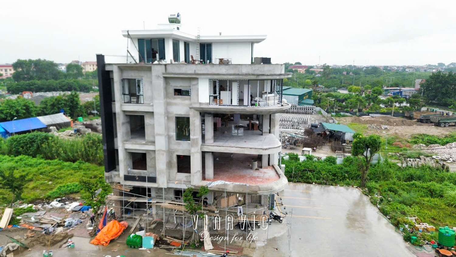 Thi công biệt thự 4 tầng 1 tum hiện đại 240m2 (CĐT: Mr Đại - Hưng Yên) BT2255