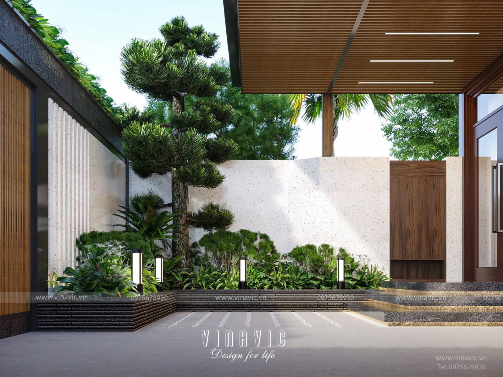 Thiết kế sân vườn biệt thự phố TCSV2003