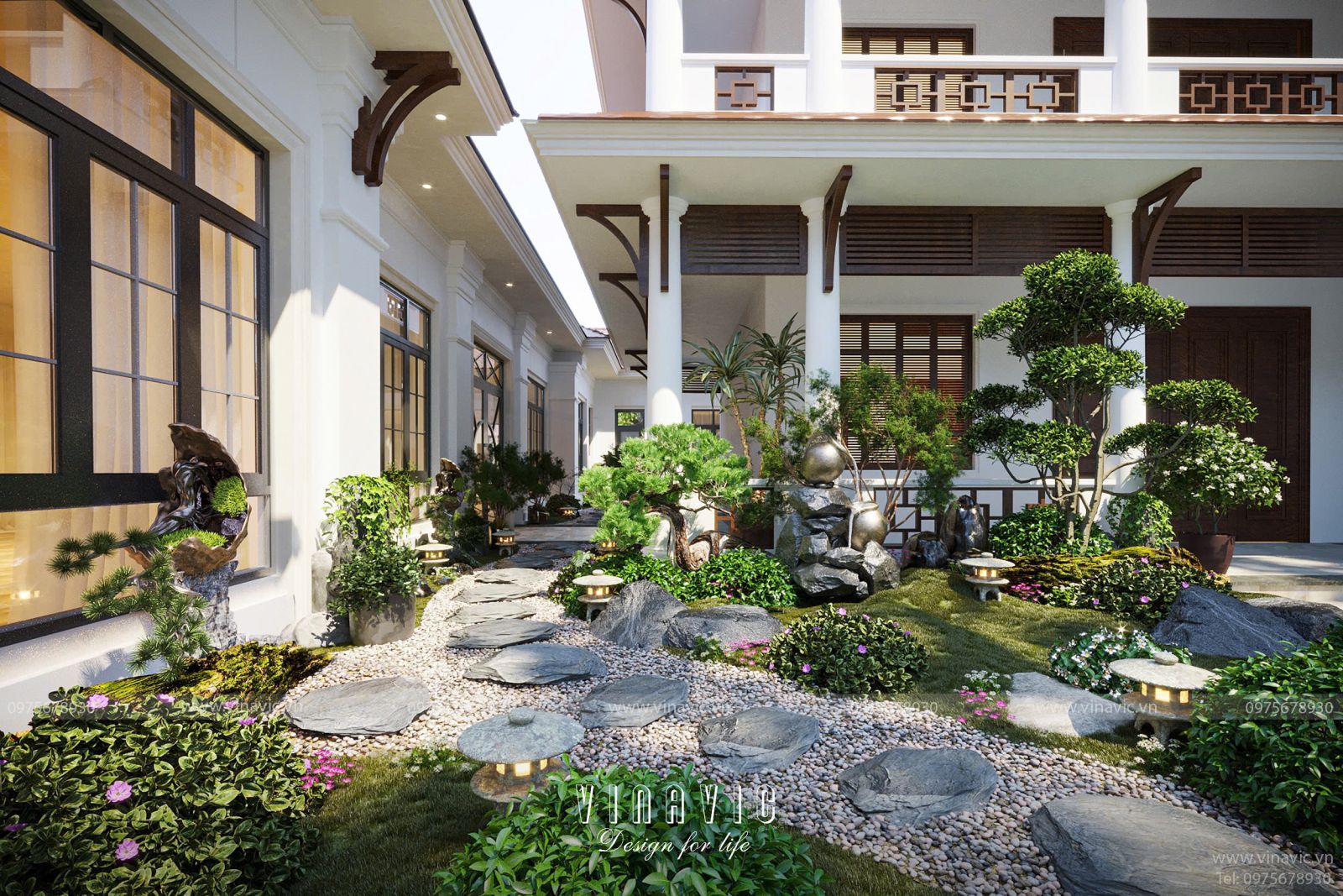 Thiết kế sân vườn biệt thự phố TCSV2003