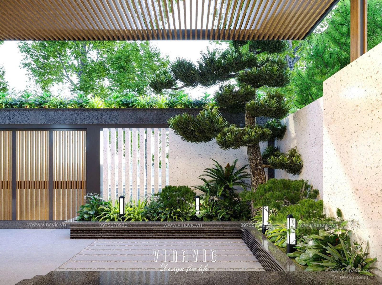 Thiết kế sân vườn biệt thự phố TCSV2003