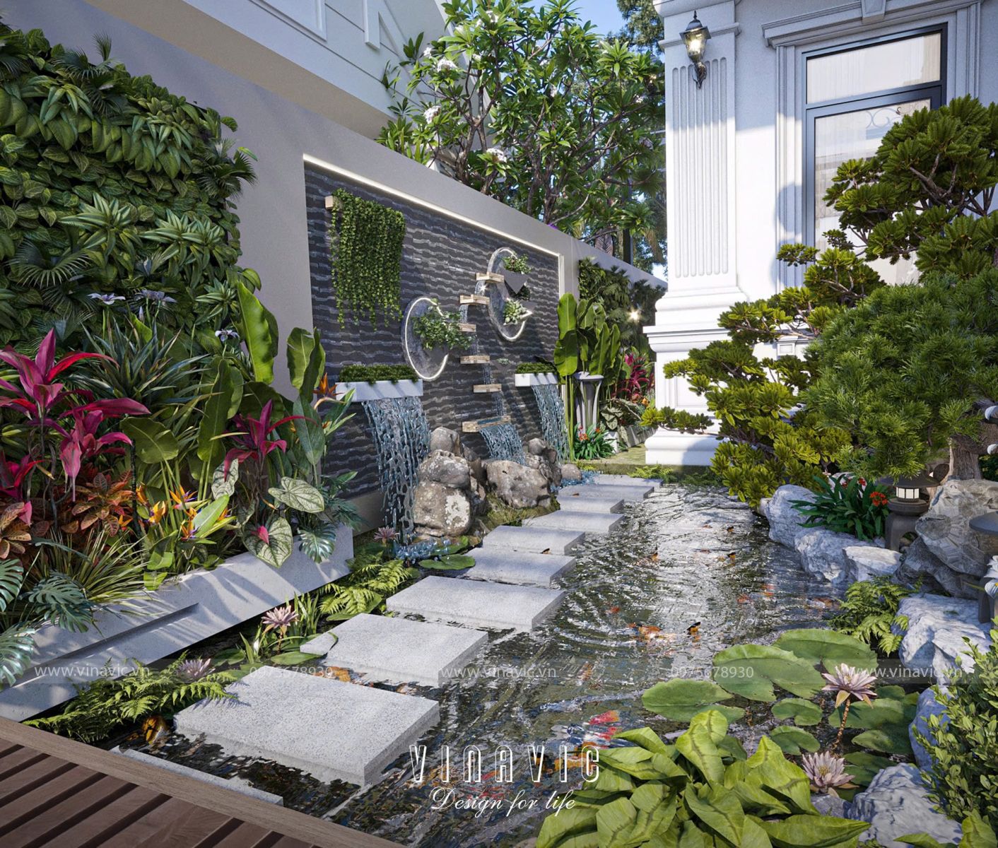 Thiết kế sân vườn biệt thự phố TCSV2003