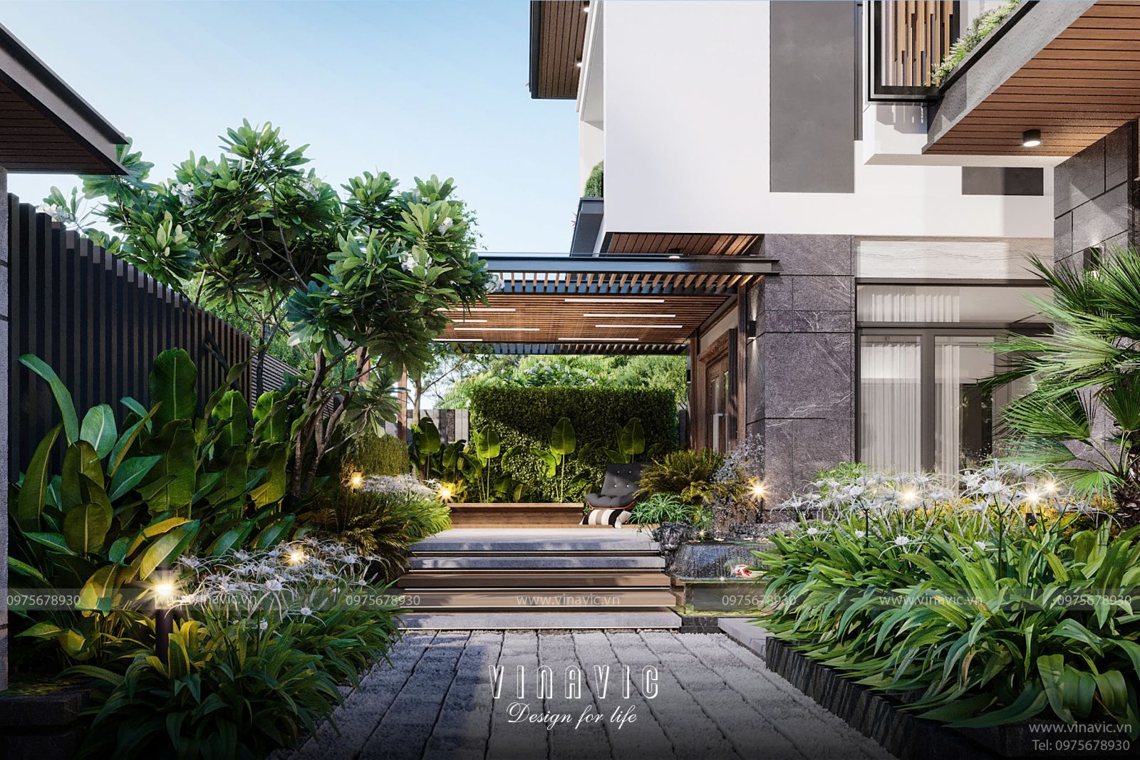 Thiết kế sân vườn biệt thự phố TCSV2003